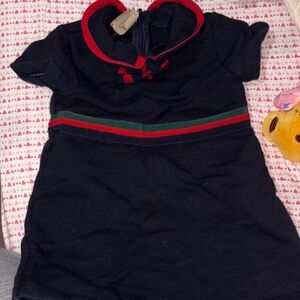 Gucci Kids Dress in Navy with Red and Green Stripes